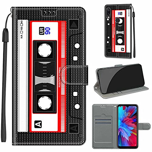 SATURCASE Case for Xiaomi Redmi Note 7, Beautiful PU Leather Flip Magnet Wallet Stand Card Slots Hand Strap Protective Cover for Xiaomi Redmi Note 7 (DY-11)