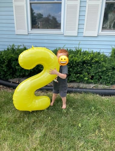 Image of 2 Balloon Numbers Birthday Decorations, 40In Yellow Balloons for Men Women | Eye-catching Appearance, Perfect Decorative Centerpieces, Convenient Self-sealing Structure, Widely for Various Occasions