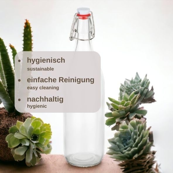 6er Set Bügelflasche 1000 Ml Mit Porzellanverschluss