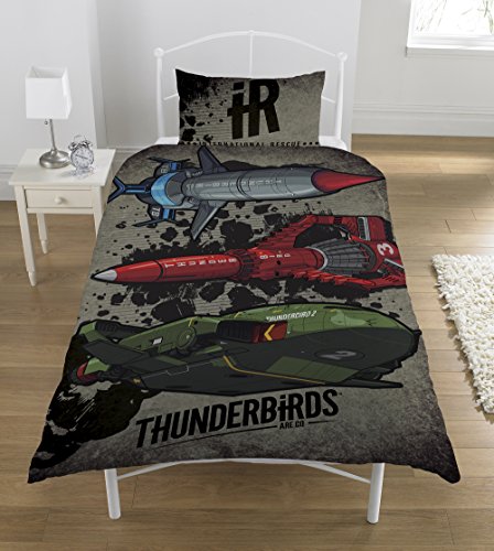 Thunderbirds 54321 Set de Funda de edredón, 50 por ciento algodón 50 por ciento de poliéster /, Multi-Color, para Cama Individual, 135 x 200 cm