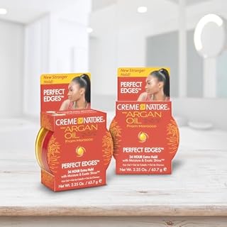 Creme of Nature Perfect Edges™ Black Edge Control Gel, 24-Hour Hold with Gray Coverage and Shine, Non-Flaking Tinted, Argan Oil Edge Tamer, 2.25 oz