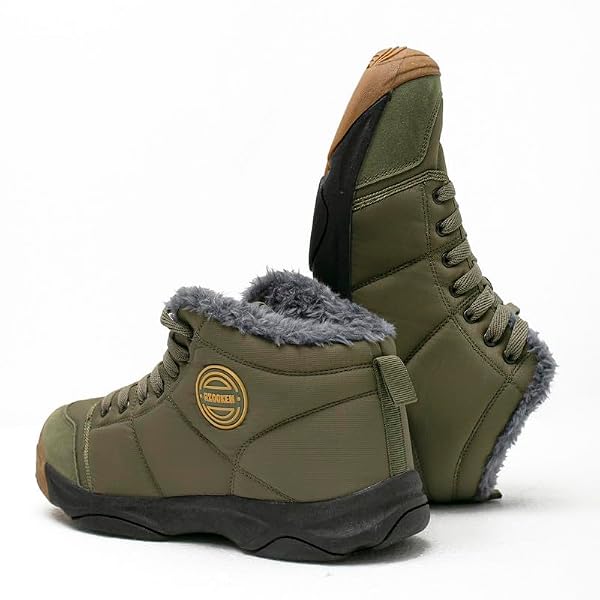 UPSOLO Mens Ankle Snow Booties Backpacking Hiking Boots Warm Soft Sole Comfortable Extra Wide Width Thicken Lightweight Walking Casual Sneakers(6118 olive drab 44) by UPSOLO - Image 5