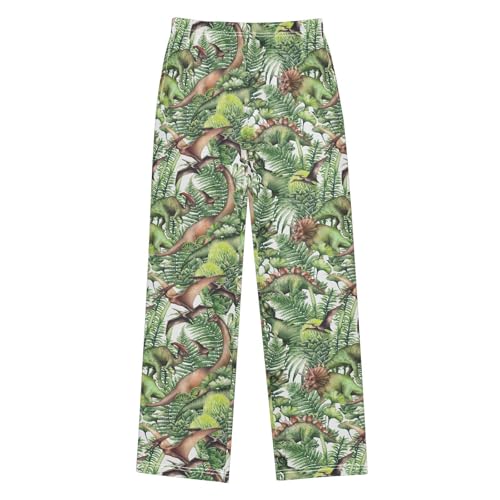ZZXXB Jungle Dinosaur Boys Long Pants Soft Trousers Elastic Waist Kids Lounge Bottoms with Pockets S-XL