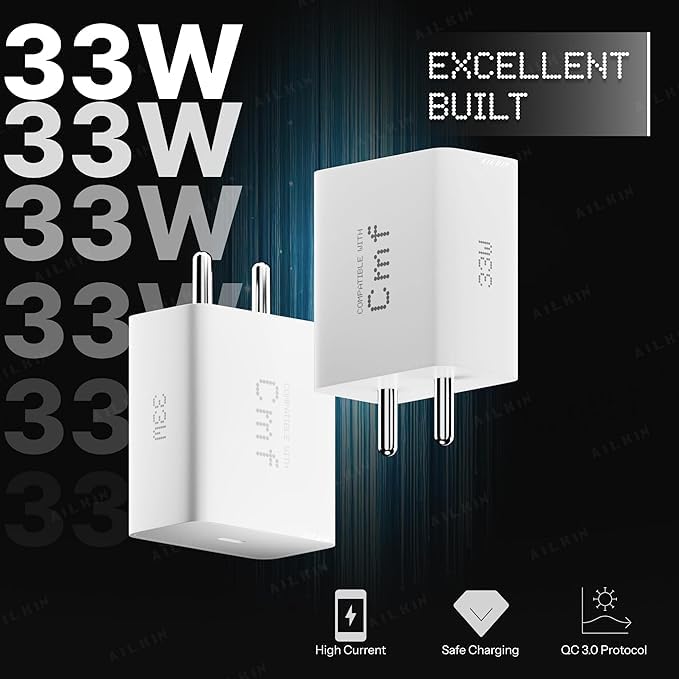 Image of Original 33w Type-C CMF Adapter Charger Compatible with CMF Phone 1, Nothing 1 /2, Phone 2a /2a Plus. Adapter 33 watt Rapid Fast Charger (Nothing 33W)