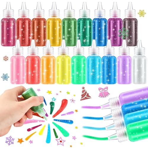 gisgfim Glitter Glue 18 Colors Washable Art Glitter Glue 0.67 Oz Neon Metallic Rainbow Stick Set for Craft Scrapbooking DIY Art Crafts Decorating Supplies(18 Pack)