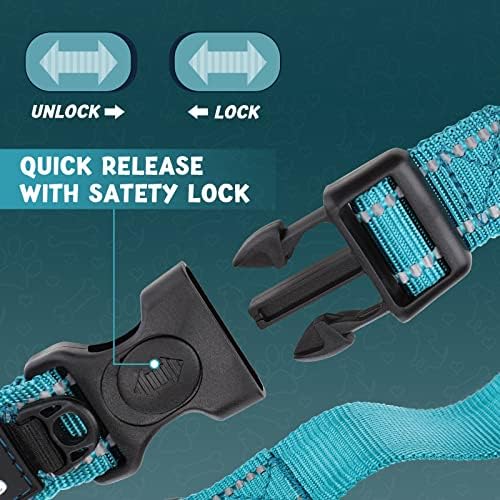HAPPY HACHI Martingale Dog Collar, Half Choke Collars for Medium Large Dogs, Adjustable Training Collar Nylon Half Chain, Reflective, with Safety Buckle&ID Ring, S, Blue