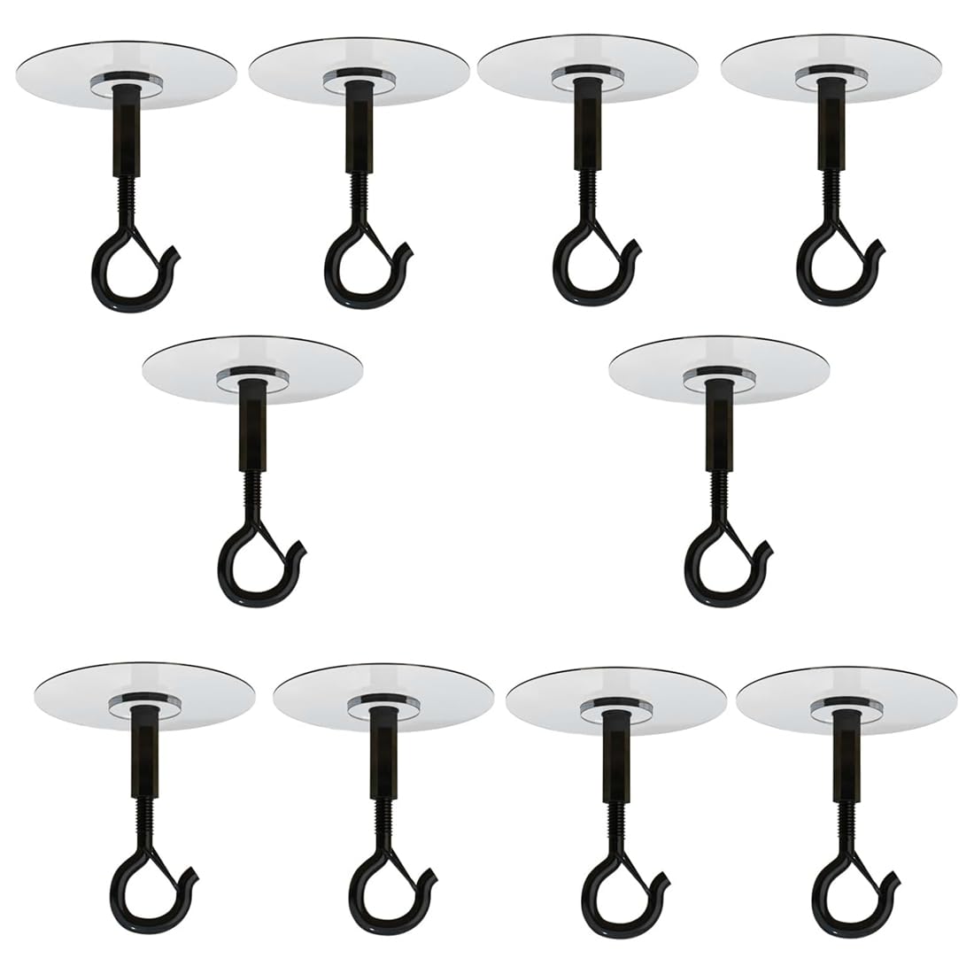 Aundhegrtt Sticky J Hooks Eye Hook Ceiling Mounting System No Hole No Drilling Adhesive for Hanging Plants Lights Wind Chimes Lantern