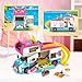 HOGOKIDS 3-in-1 Girls Camper Van Building Set - 494PCS Summer Beach Camping Building Blocks Sets | Food Truck Toys with Slide and Stickers | Easter Gifts for Girls Boys Age 6 7 8 9 10 11 12+