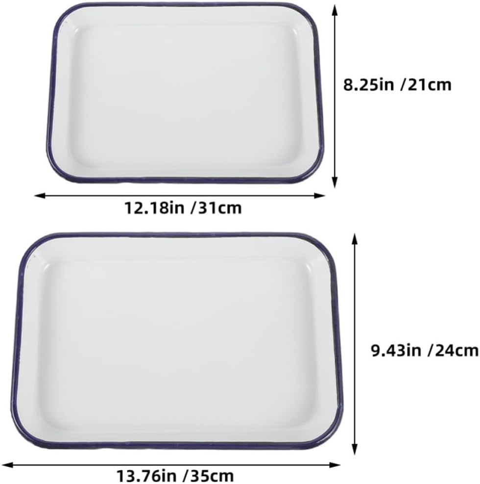 2pcs Rectangular Enamel Roasting Pans for Oven Use, Reusable