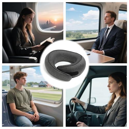 BAKLUCK Travel Pillow for Airplane Portable Memory Foam Neck Pillows Adjustable for Car Home Office Flights Travel Essentials Accessories 360° Neck Support with Compact Case, Dark Gray - Image 7