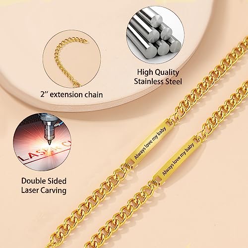 Cupike Custom Name Bar Bracelet Personalized,Engraved Stainless Steel Id Name Bracelets -Personalized Gift For Men Boyfriend Lover thumb #4