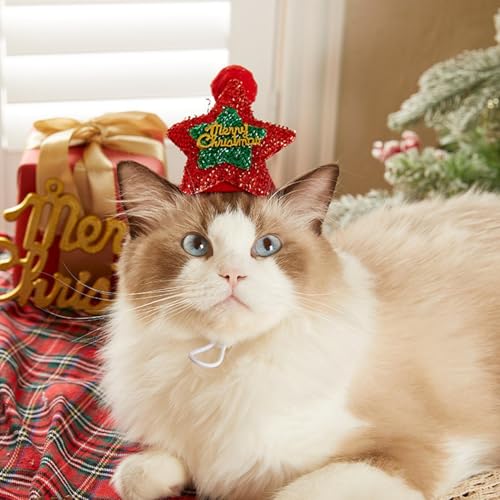 Chapéu de Papai Noel gato, chapéu de Papai Noel para gatinho | Trajes macios de gatinho chapéu de Pa