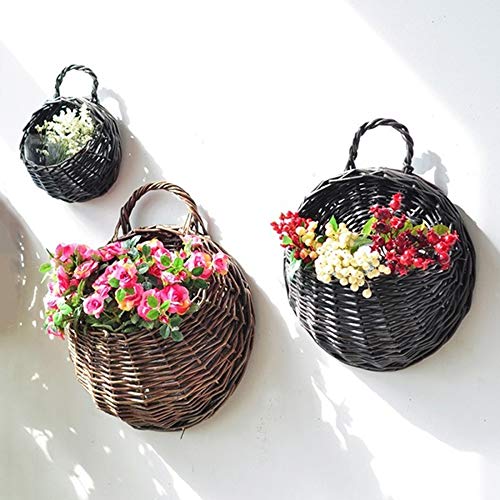 Chdhaltd Wall Fence Hanging Planter,Handmade Rattan Basket,Hand Made Wicker Rattan Flower Basket,Flower Pots Hanger Garden Decoration Indoor Outdoor Watering Hanging Baskets #TOP5