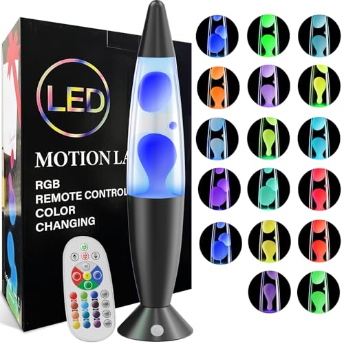 Image of Large LED Liquid Motion Lamps Black 17 Colors Changing Lamp 16 Inch with Remote Giant Relax Mood Night Light for Kids Adults Blue Red Pink Purple Green Classic Cool Nightlight for Boy Girl Room Decor