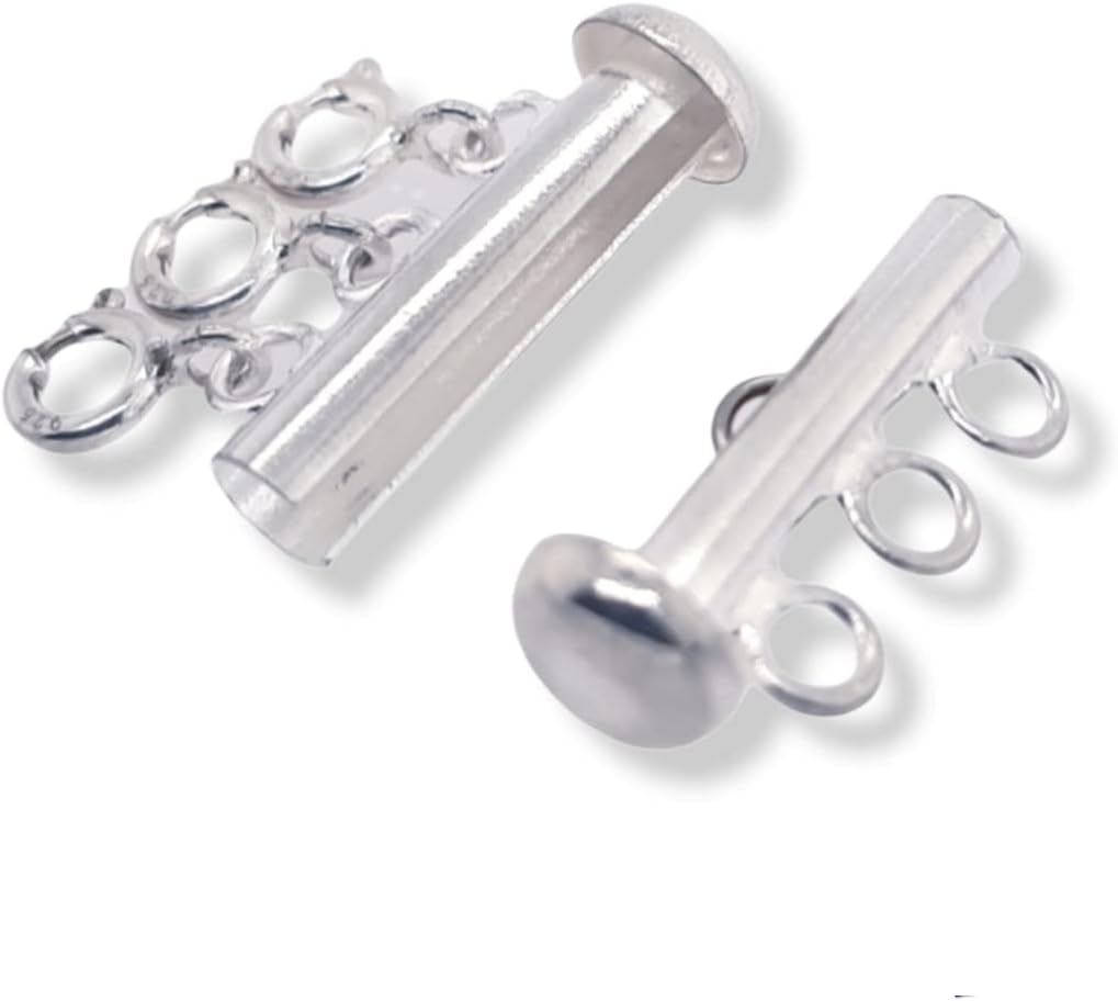925 Sterling Silver, 3-Strand Layering Lock Connector Slide Tube Clasp with Spring Rings for Necklace Bracelet Jewelry by CRAFT WIRE - Image 7