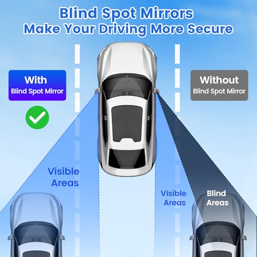 Image of Blind Spot Mirror Adjustable 360 Degree Car Side Mirror, HD Glass Rear View Mirror Exterior Accessories for Car SUV Frame Thickness Less than 5MM (2 x Style 7)
