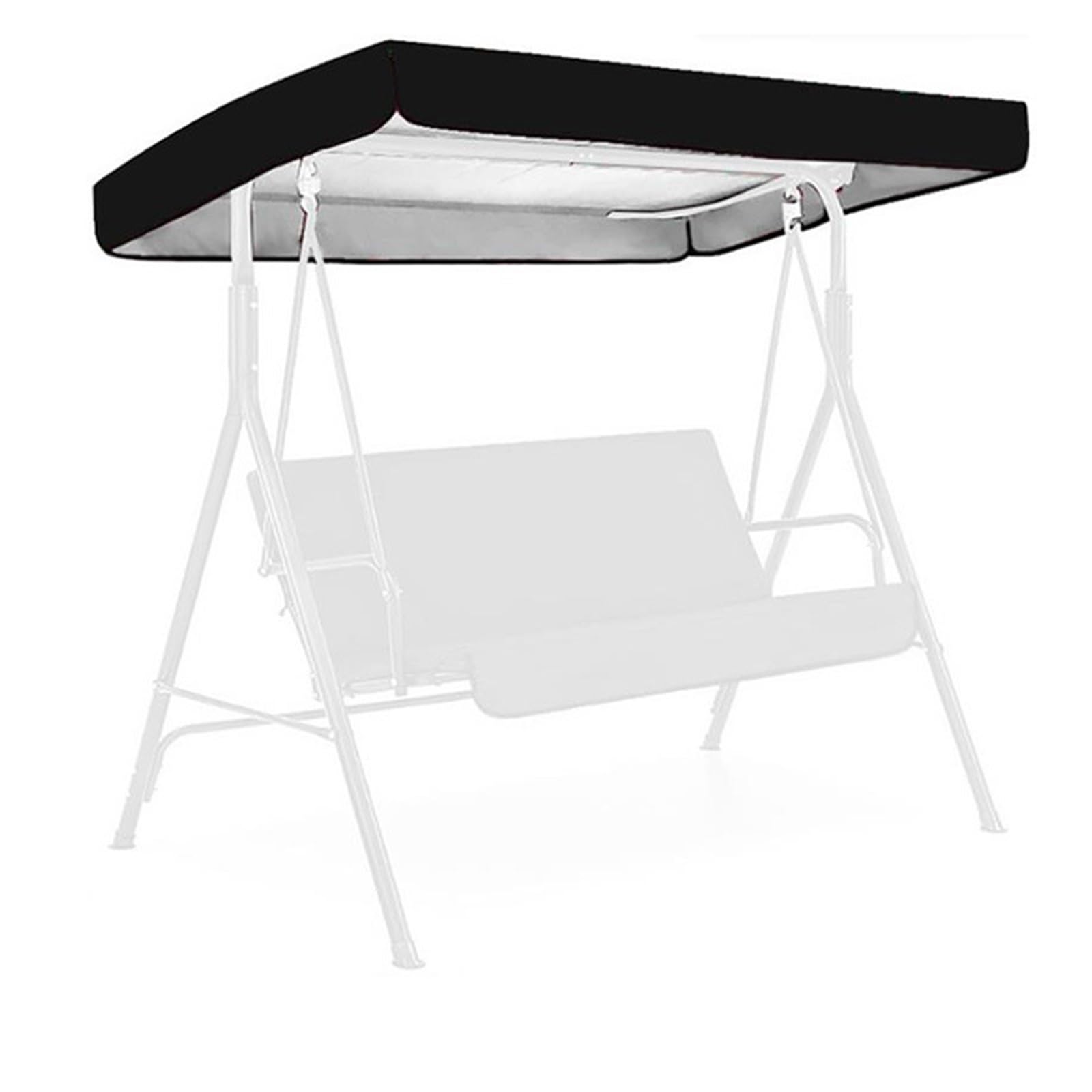 Xxbbyubo Swing Canopy Replacement Cover, 64x45in 75x47in 2/3 Seat Universal Swing Top Cover, Waterproof Windproof Sunshade Hammock Awning for Outdoor Patio(Black,77"x49")