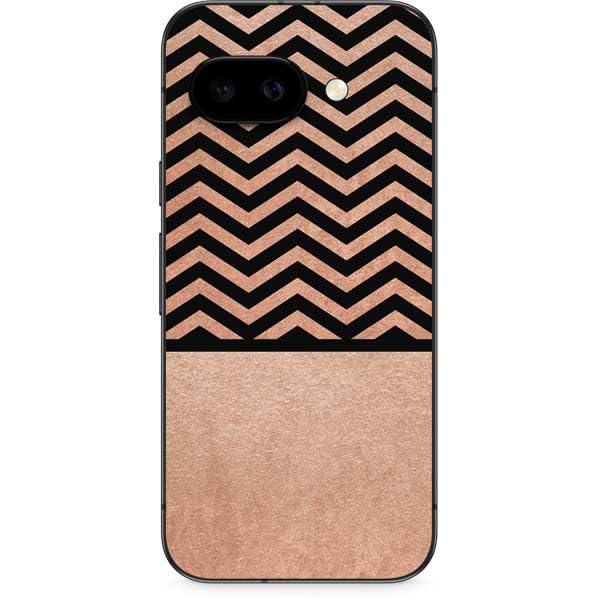 Skinit Decal Phone Skin Compatible with Google Pixel 9a - Rose Gold Chevron Split Design