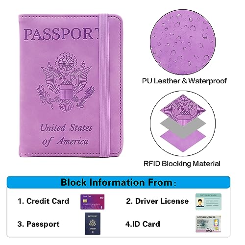 Image of Melsbrinna Premium Leather Passport Holder Covers Case, Waterproof Rfid Blocking Travel Wallet Passport Holder with Pen Holder, Cute Passport Book for Women /Men