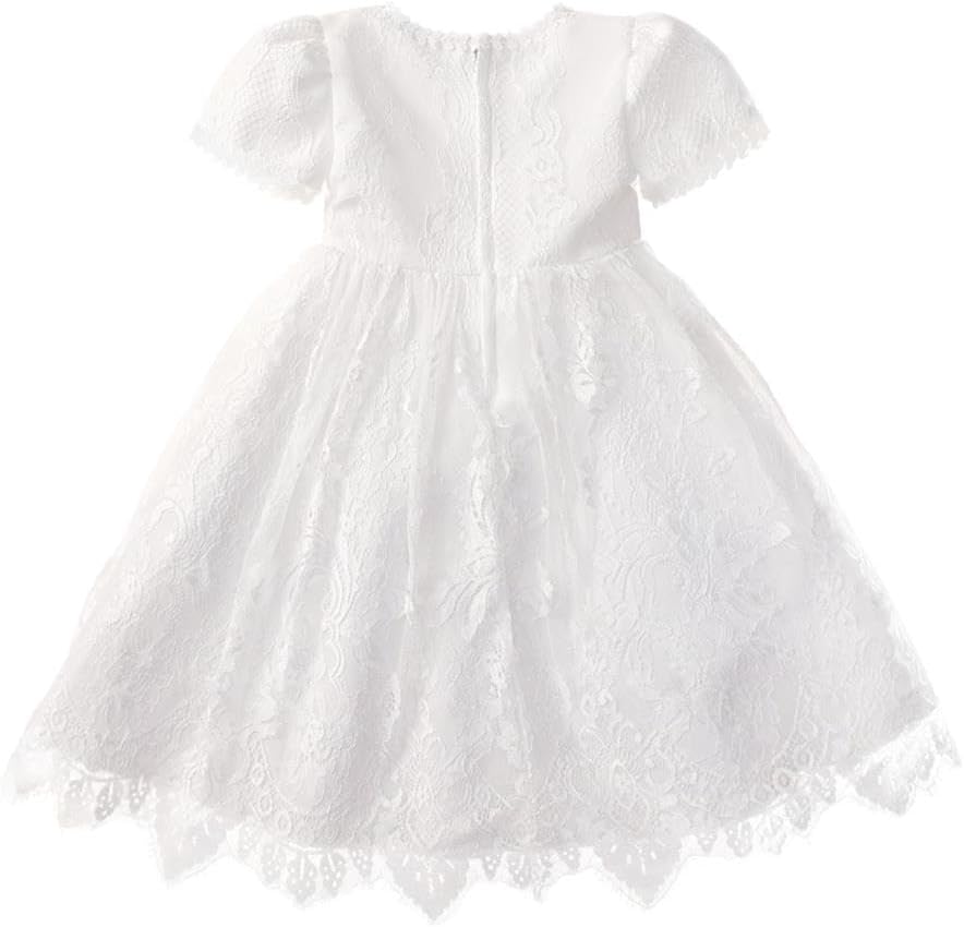 Dressy Daisy Flower Girl Dress Baby Toddler White Lace Dresses for Wedding Special Occasion Birthday Party Size 3 Month - 3T