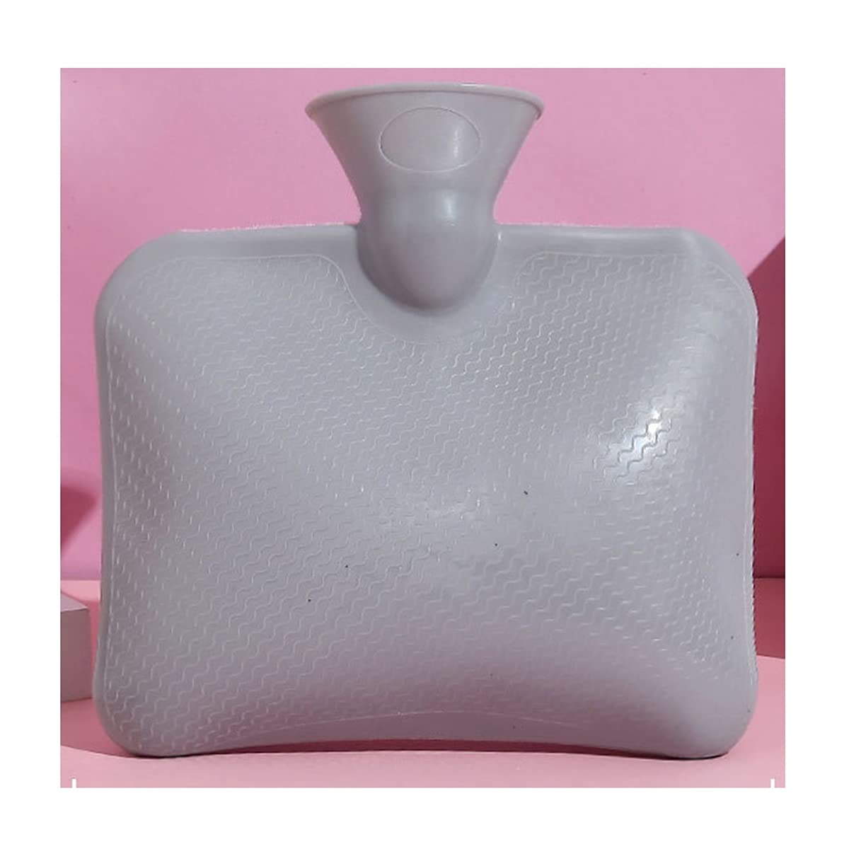 Bolsa de agua caliente Caucho natural multicolor hermético de la bolsa agua caliente 1.2L for el calor y alivio del dolor(Grey)