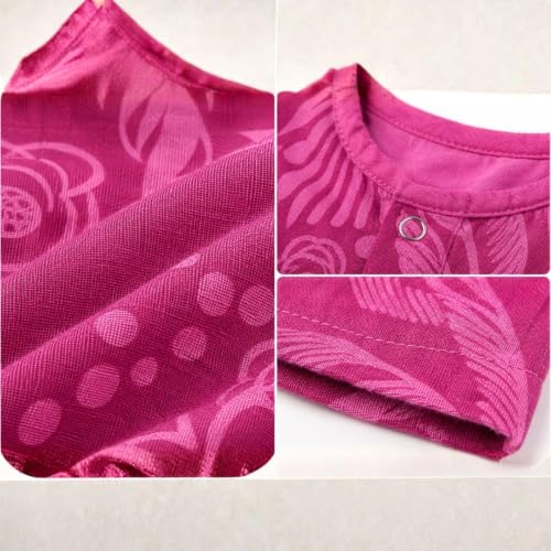 Image of Lilimi Toddler Baby Girl Cotton Muslin Dress, Breathable Flutter Sleeve Button-Front Cute Frocks
