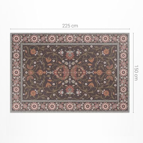 Tapis d'extérieur 150x225 cm PVC fleurs classiques pour terrasse et balcon - 4