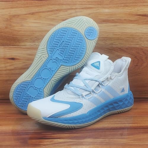 adidas Men's Pro Boost Low Lightstrike Basketball Shoes, White/Light Blue2