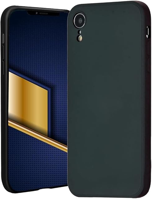 For iPhone XR - BLACK Case Liquid Silicone [Lens Protector Bumper] [Individual Protection for Each Len ] Shockproof Protective Rubber Case Soft Microfiber Interior Case Cover for iPhone XR