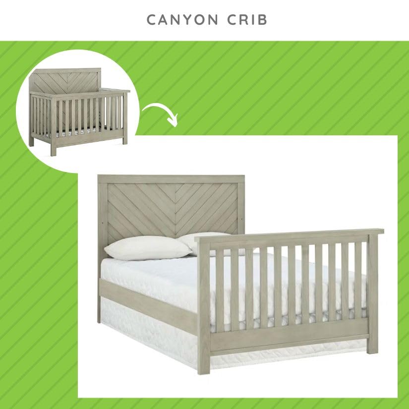 Image of Full-Size Conversion Kit Bed Rails for Bertini Baby Convertible Cribs by Dorel - Solid Wood Rail - Toddler and Adult Bed Rail for Full-Size Beds - Essential Nursery & Baby Furniture (Mineral Grey)