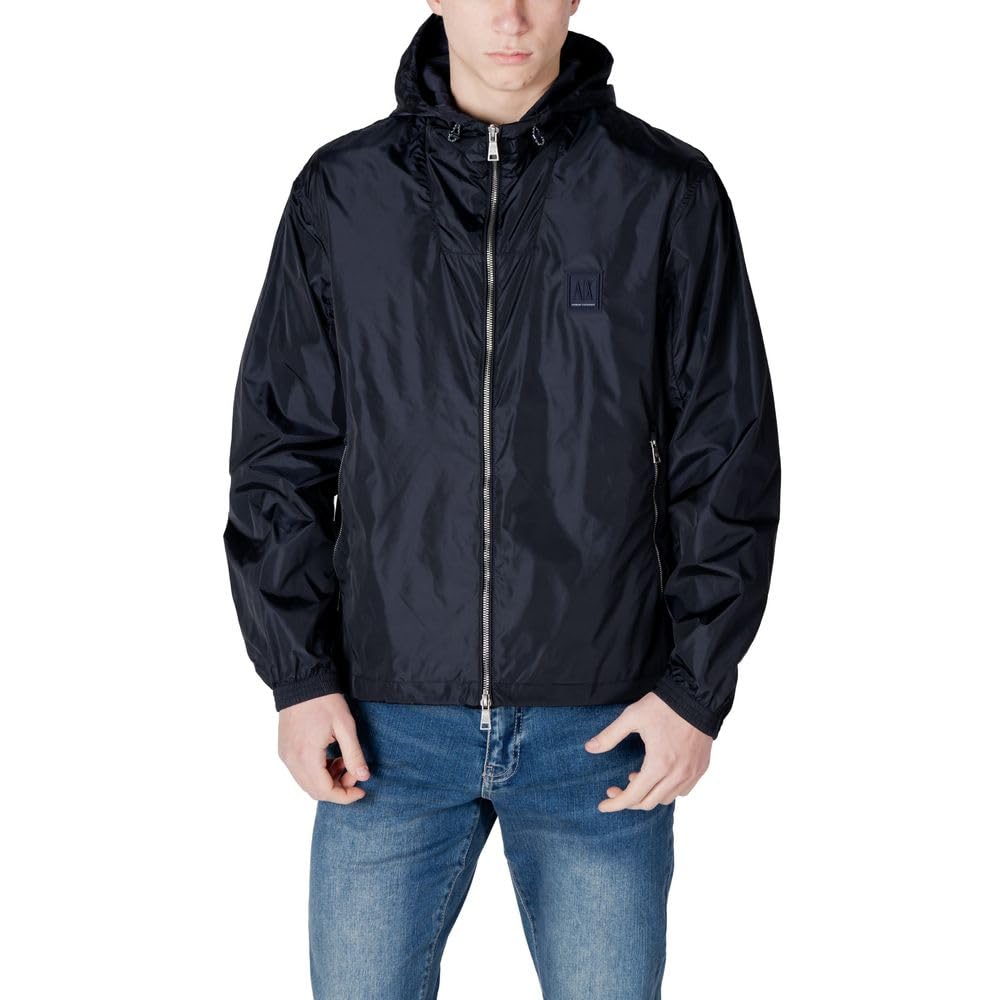 Armani Exchange Icon Project - Chaqueta de Parche en Relieve con Logotipo para Hombre, Azul Marino Profundo, L