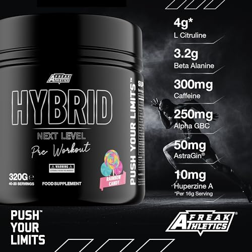 Hybrid Pre Workout 320g - Pre Workout Supplement by Freak Athletics - Pre Workout Powder Made in The UK (Rainbow Candy) - Image 4