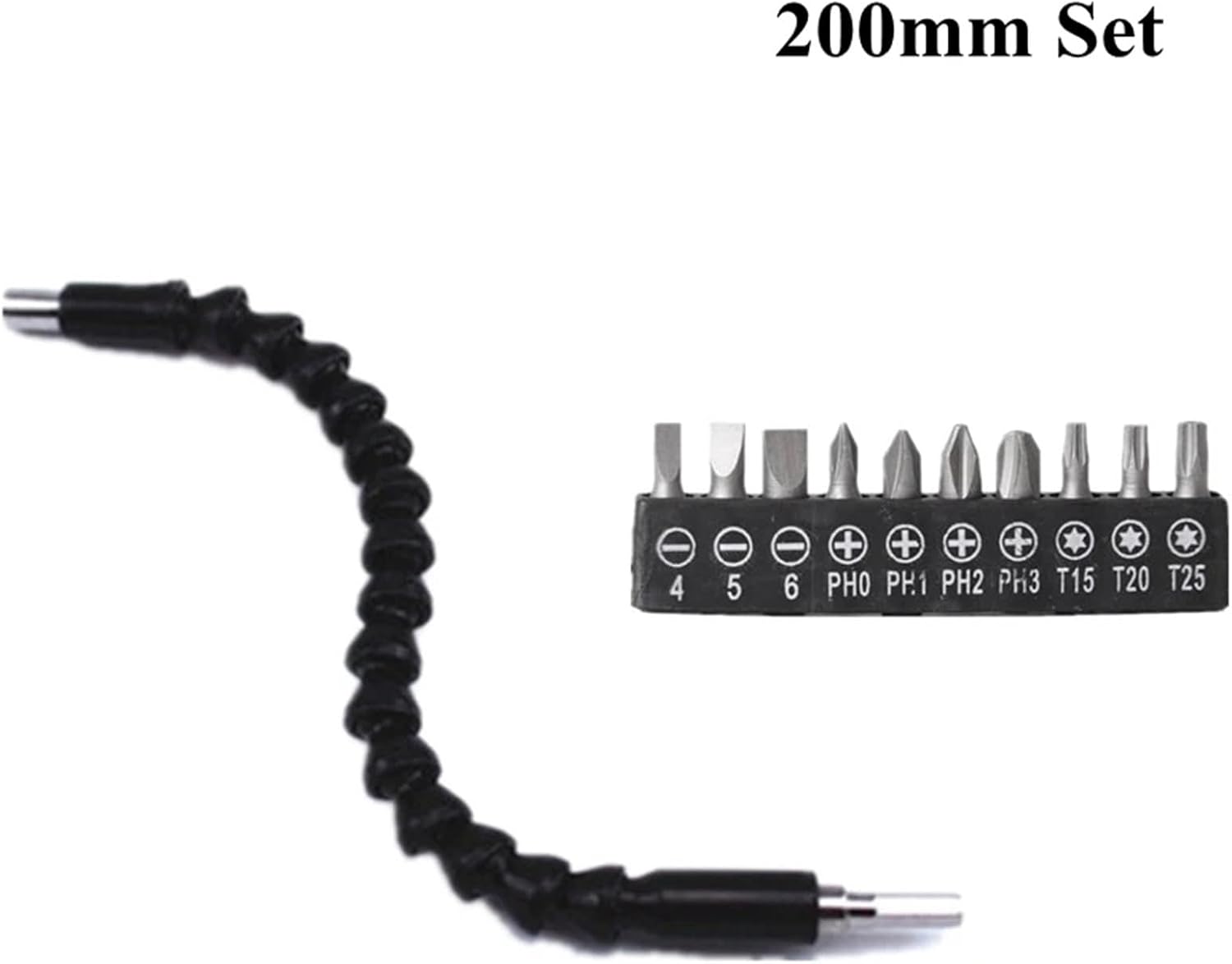 Flexible Drill bit Flexible Shaft Extension Screwdriver Drill Bit Holder Link for Electronic Drill 200/250/295/400mm Hex Screwdriver Soft Shafts(200mm Set)