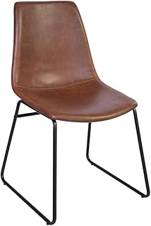 ZONS – Lote de 2 sillas de piel sintética marrón y metal negro, tamaño grande