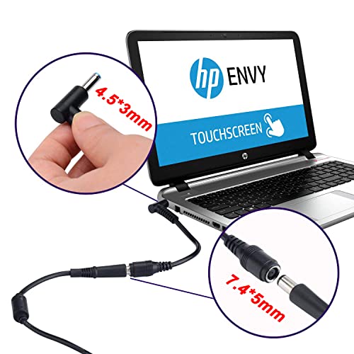 HP Laptop-Netzadapterkabel, 7,4 mm x 5,0 mm Buchse auf 4,5 mm x 3,0 mm abgewinkeltes Stecker, AC-Netzteilkabel für HP Envy/Elitebook/Probook/Stream/Spectre/Pavilion Laptops, 2 Stück – Bild 4