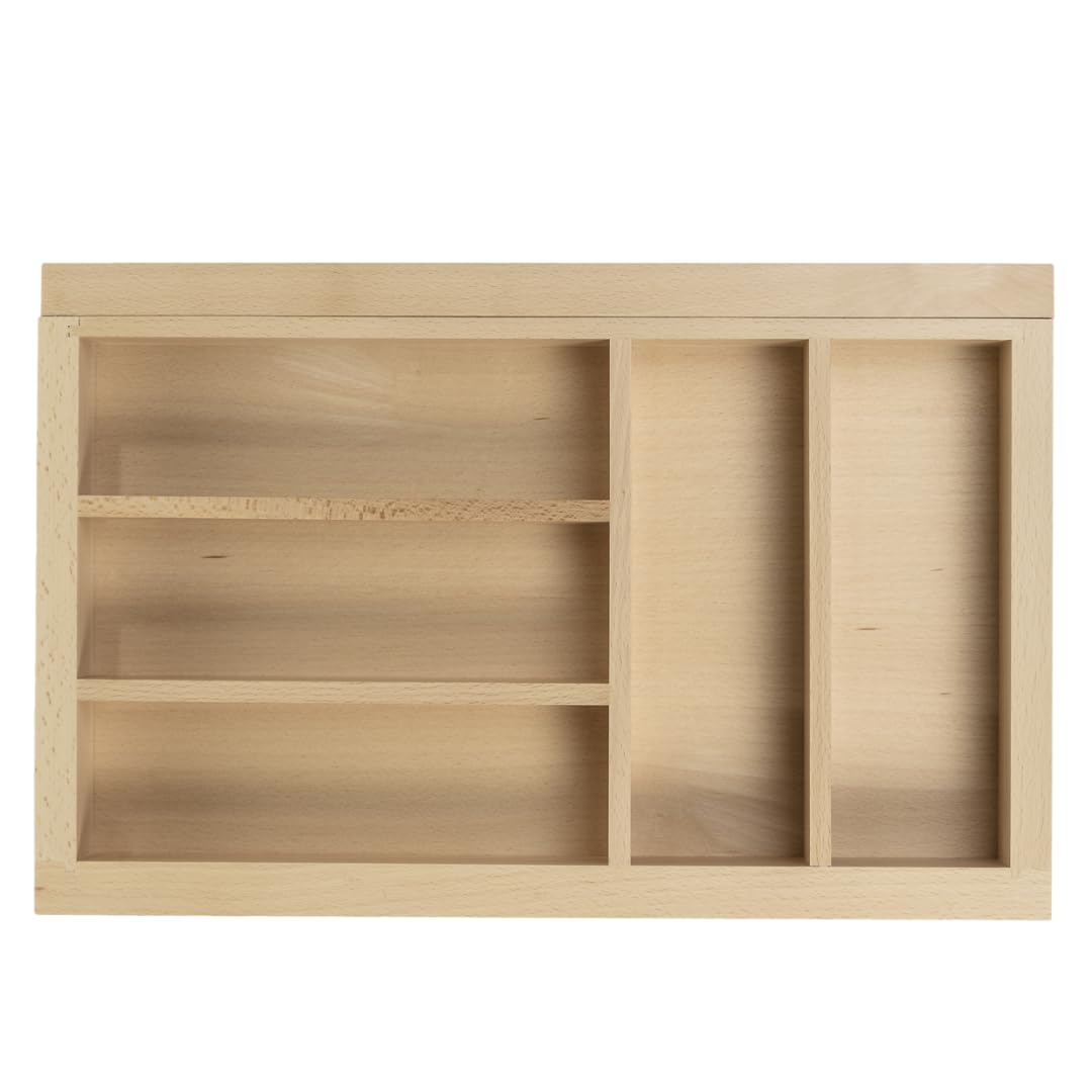 GTV Espandibile inserto per vassoio in legno regolabile in legno di faggio, organizer per cassetti da cucina Width 305-535 mm/profondità 474 mm