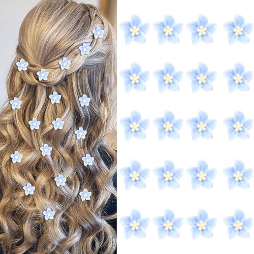 YISSION Mini Pinzas para Pelo Flores 20 Piezas Azul miniatura 1