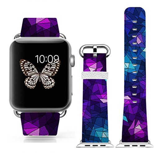 3C-LIFE Watch Band 38/40mm Women for Apple iWatch,Genuine Leather Strap Wrist Band Replacement for Apple Watch All Models 38/40mm - Irrigular Triangles Pattern