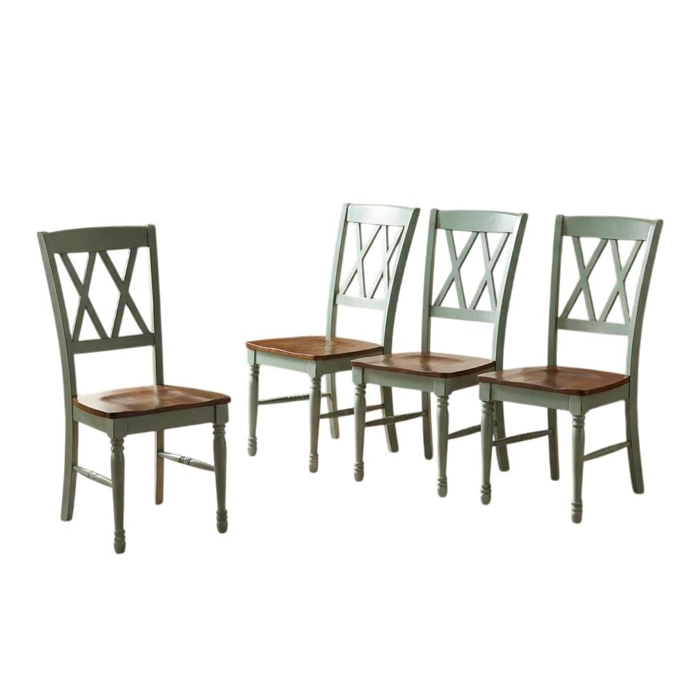 Blue Dining Chairs 4-Piece Set with Comfortable Back Support by Furnifact – Solid Rubberwood 50.00%,Mdf 40.00%,Birch Veneer 10.00%, Blue, Pack of 4
