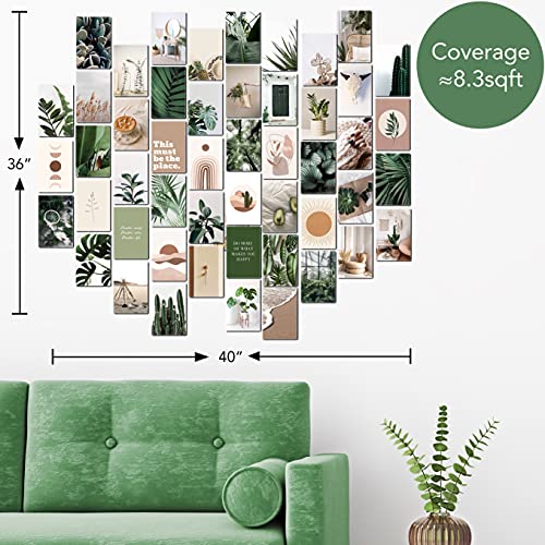 Koll Decor Green Picture Collage Kit For Wall Aesthetic - 50 Set 4''X6'' Prints Boho Collage Kit Plant Room Decoration Green Wall Collage Kit For Teen Girls #TOP7