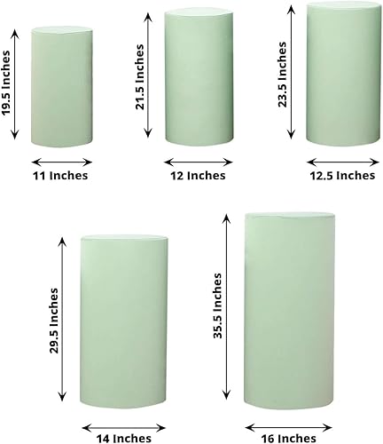 Vista 322 de Efavormart - Juego de 5 fundas de soporte para caja de exhibición cilíndrica de elastano, color negro, fundas elásticas para pilar de pedestal, 160