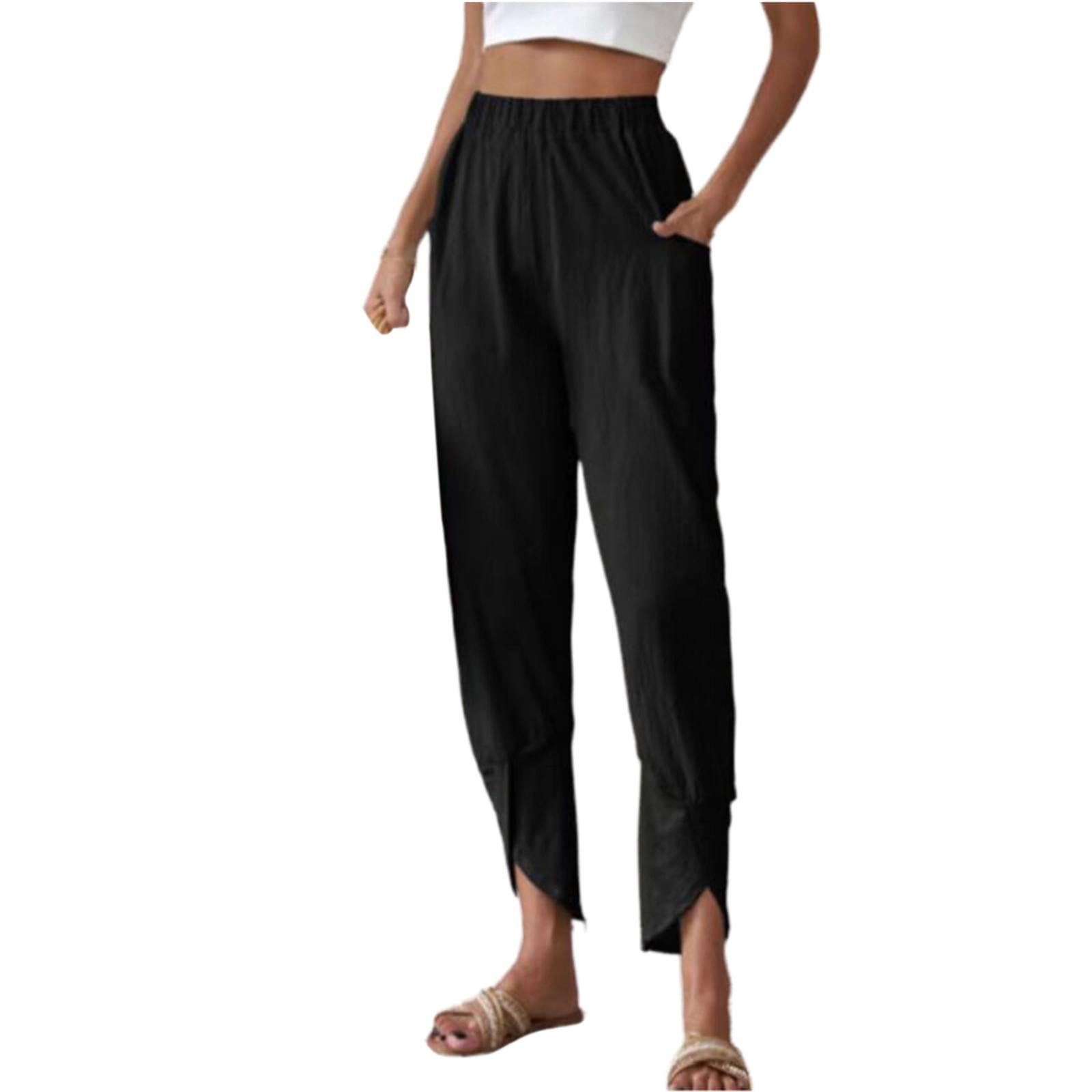 Pants for Women Elastic Waist Pants Summer Casual Loose Trousers with Pockets Lounge Pants Women