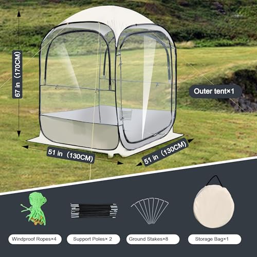 Outdoor All Weather Pop Up Sport Tent, 51×51×67 in, 1-3 Person Instant Tent Shelter,Rainproof Camping Sun Shelter Coldproof & Windproof Spacious Interior with Outdoor Camping Activities Fishing by Generic - Image 7