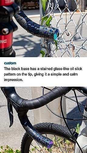 GORIX Bar Tape Handlebar Grip Wrap+2 Bar Oil Slick Plug Black Road Bike Bicycle Cycling (Gwabi)