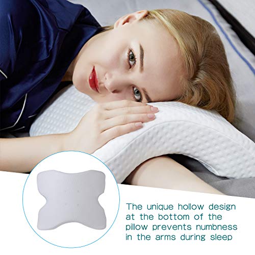 HOMCA Memory Foam Pillow for Sleeping - Slow Rebound Pressure Arched Couple Pillow for Side Sleeper Neck Back Pain Lumbar Support Office Rest Pillow