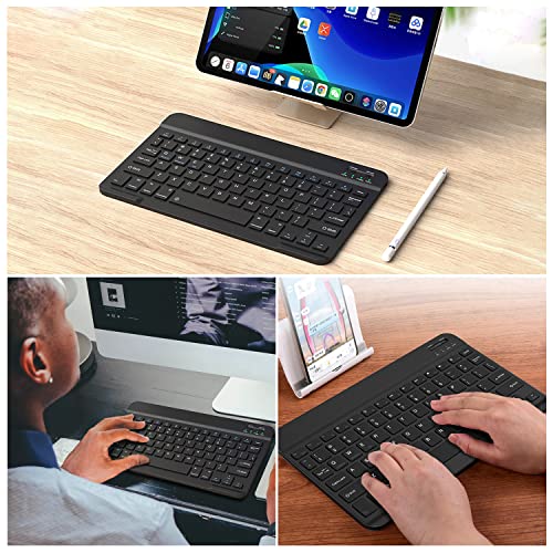 Bluetooth Keyboard Compatible With Ipad, Ios, Windows, Phone, Android, Portable Rechargeable Wireless Tablet Keyboard, Mini Usb Keyboard Battery Operated Fingerboard Black 10Inch #TOP6