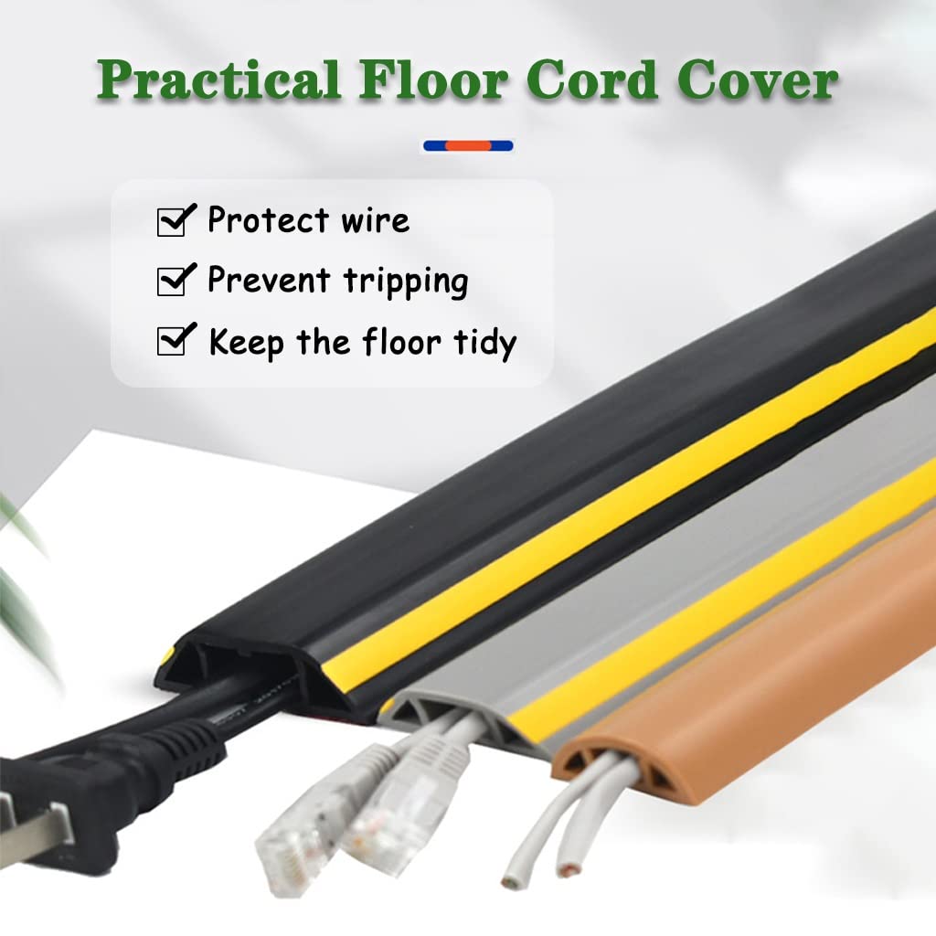 Cubierta De Cable De Piso Cubierta De Cable De Piso Canal Ocultador De Cable De Piso De PVC Suave Resistente Al Desgaste, Protector De Cable De Piso Compacto De 3 Cm De Ancho, Gestión De Cable De Pi