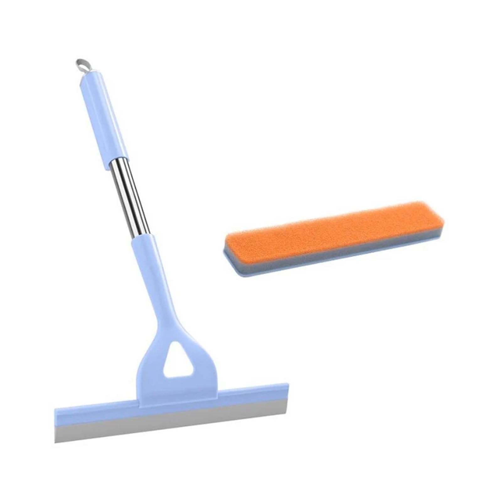 Window Cleaning Brush 1set 2in1 Shower Squeegee Window Glass Wiper Silicone Scraper Cleaner Brush Bathroom Mirror Wiper Scraper Cleaning Accessories(Blue)