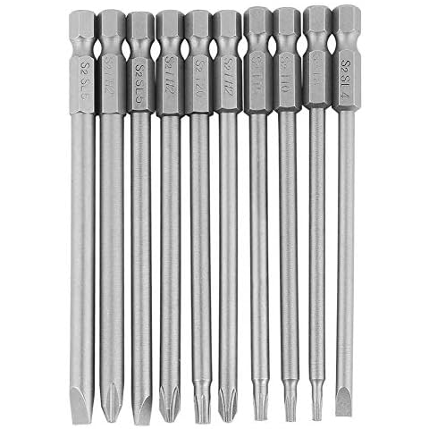 10 Stücke Schraubendreher-Bits Set 1/4 "Sechskantschaft Magnetstahl Extra lange Power Handwerkzeug Schlitz Kreuz Sechskantkopf Cover