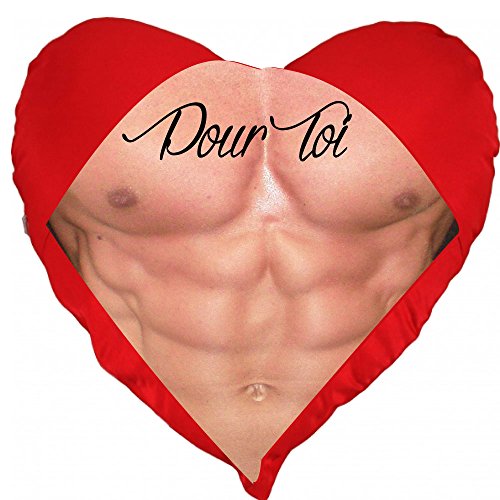 Cojín St Valentín corazón Valentine Busto musclé de un hombre para Toi, para un cumpleaños, para un regalo de aniversario, para el día de la madre o la fiestas de los padres.